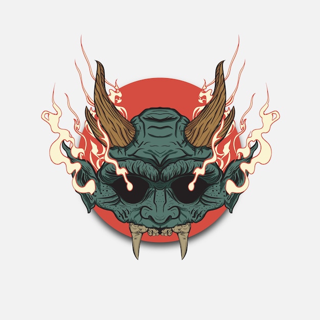 Oni masks of japanese demons and monsters