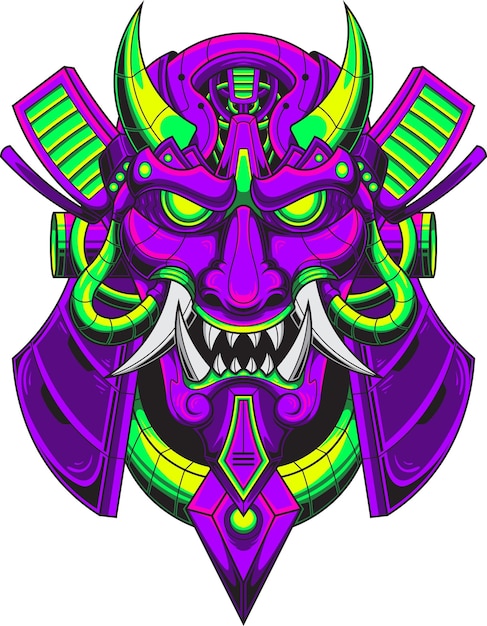 Oni mecha masker illustratie met premium kwaliteit voorraad vector