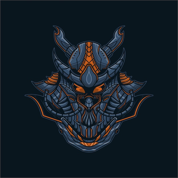 Oni mecha samurai vector illustration