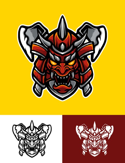 Vettore illustrazione di logo di oni samurai