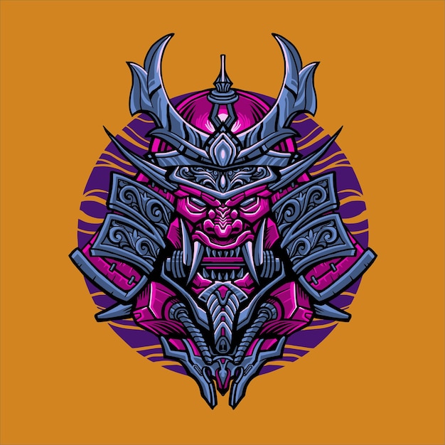 Vector oni samurai mecha hoofd