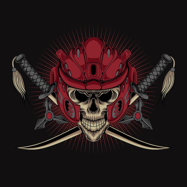 Vector oni samurai skelet hoofd helm vector