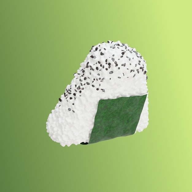 Vector onigiri 3d model illustration simple