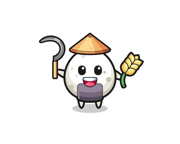 Onigiri Asian farmer holding paddy