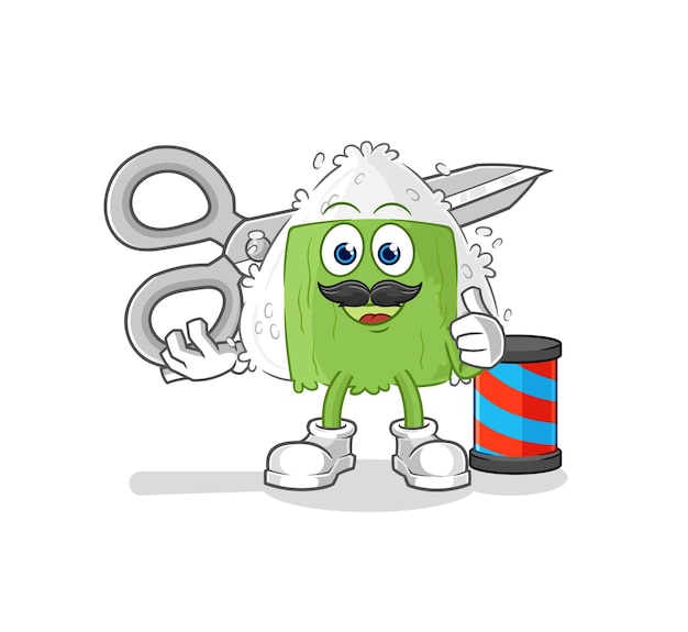 Onigiri barber cartoon cartoon mascot vector