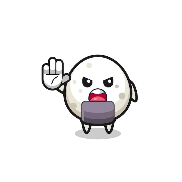 Onigiri character doing stop gesture