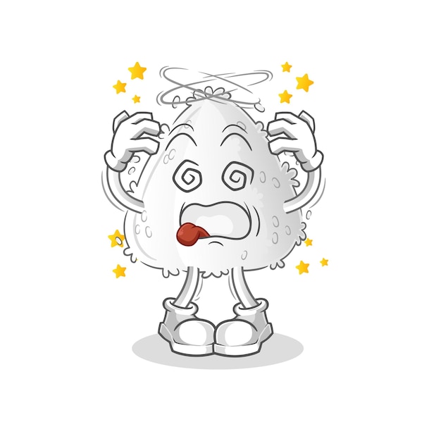 Onigiri dizzy head mascot. cartoon vector