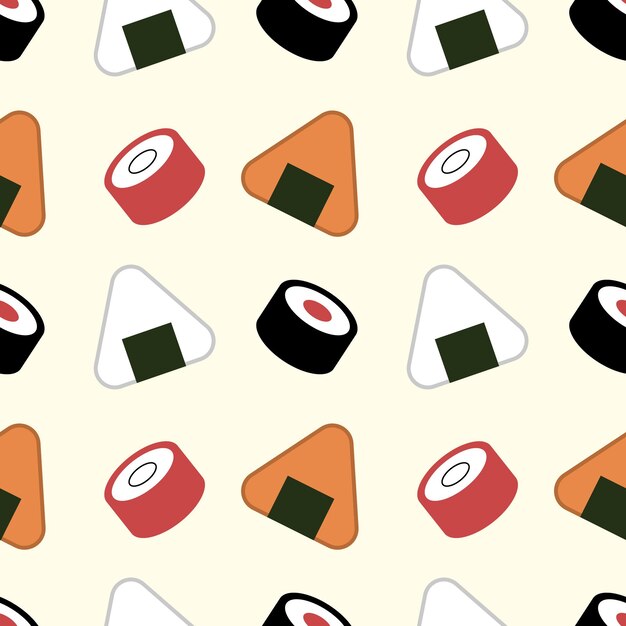 Vector onigiri en sushi rollen naadloze patroon vector