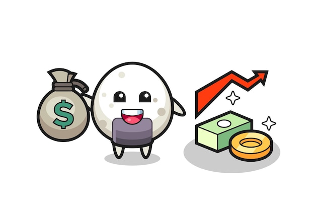 Onigiri illustratie cartoon bedrijf geld zak