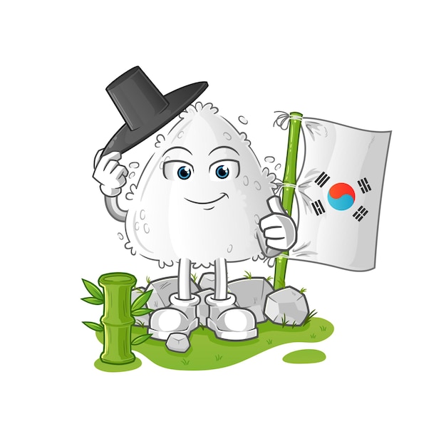 Onigiri korean character. cartoon mascot vector