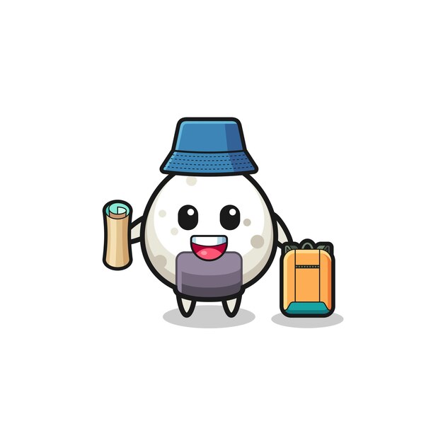 Vector onigiri-mascottepersonage als wandelaar