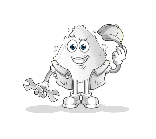 Onigiri mechanic cartoon. cartoon mascot vector