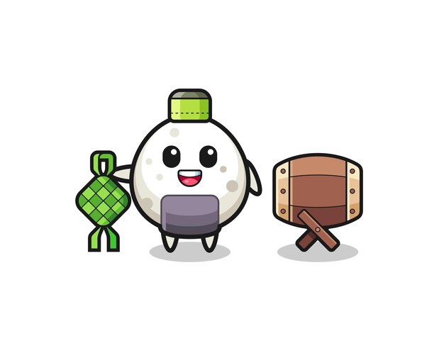 Onigiri muslim character are celebrating Eid Al Fitr