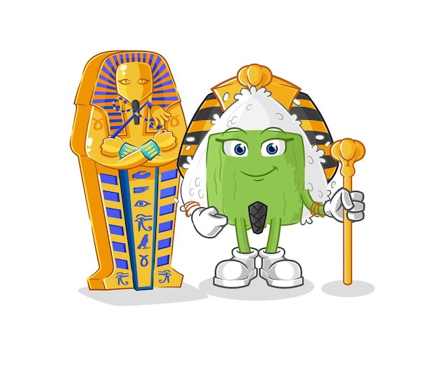 Onigiri oude egypte cartoon cartoon mascotte vector