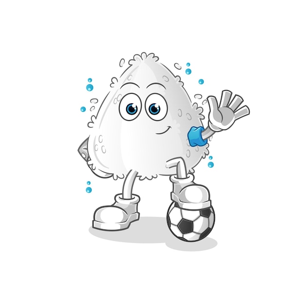 Vector onigiri playing soccer illustration. character vector