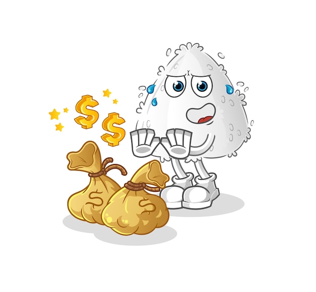 Onigiri refuse money illustration. character vector