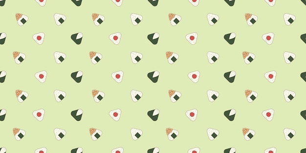 Onigiri rice ball japanese food seamless pattern flat design doodle