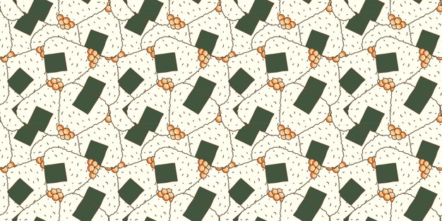 Onigiri rice ball japanese food seamless pattern flat design doodle