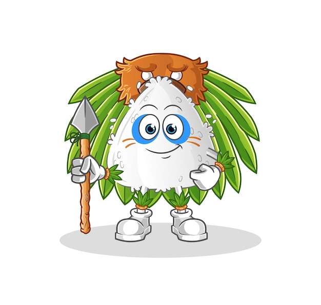 Onigiri tribale man mascotte. cartoon vector