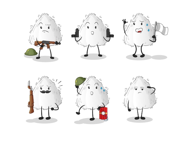 Onigiri troops character. cartoon mascot vector