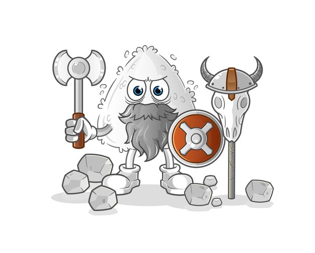 Onigiri viking with an ax illustration. character vector