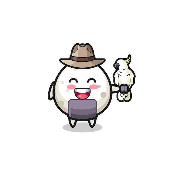 Vector onigiri zookeeper mascot with a parrot  cute design