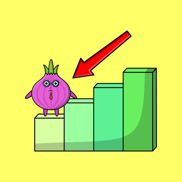 Vector onion cute businessman mascot character with a inflation chart cartoon style design