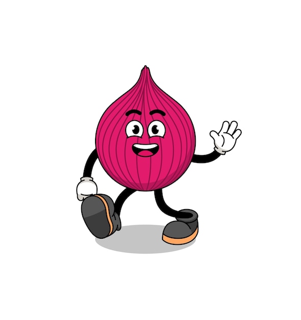 Onion red cartoon walking character design