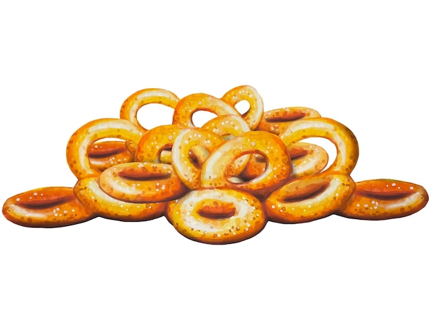 Vector onion rings fast food watercolor illustration