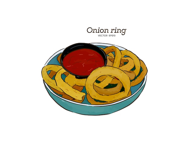 Onion rings, hand drawn illustration.