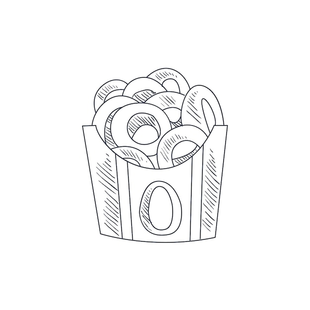 Onion rings hand drawn sketch