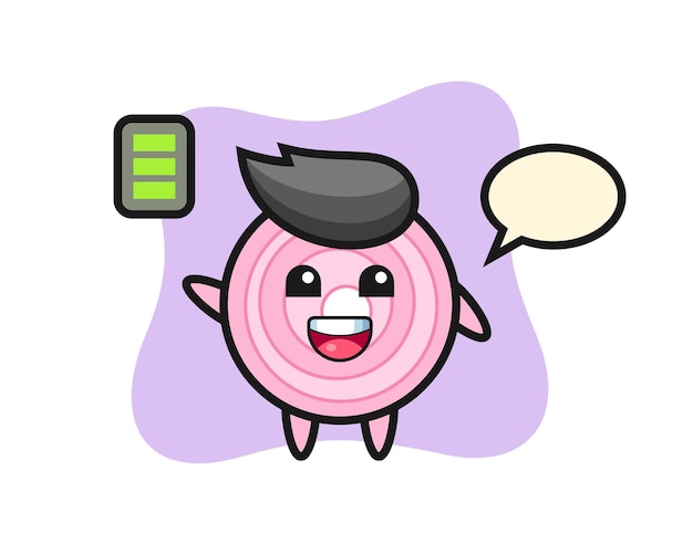 Onion rings mascot character with energetic gesture, cute style design for t shirt, sticker, logo element