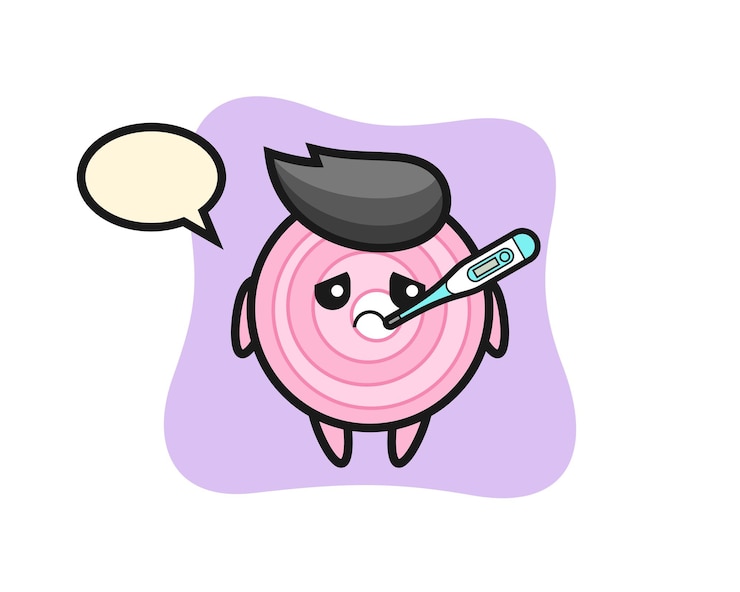 Vector onion rings mascot character with fever condition