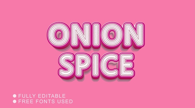 Vector onion spice editable text effect.