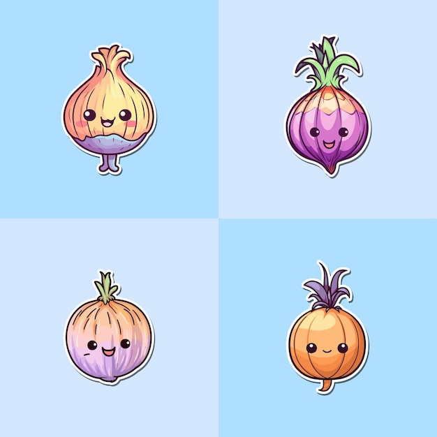 onion sticker kawaii cartoon illustration