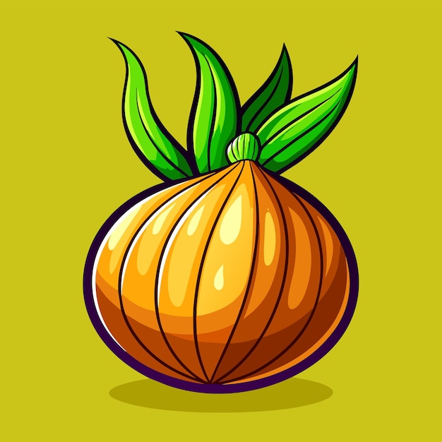 onion with ripe leaves 3d vector illustration