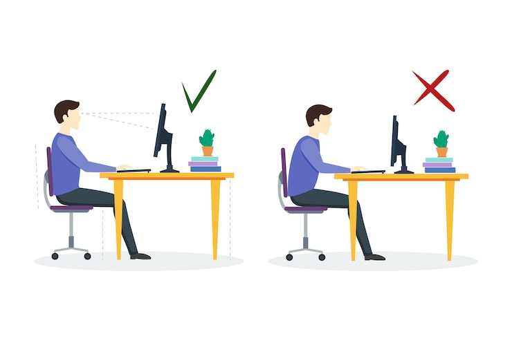 Vector onjuiste en correcte zithouding