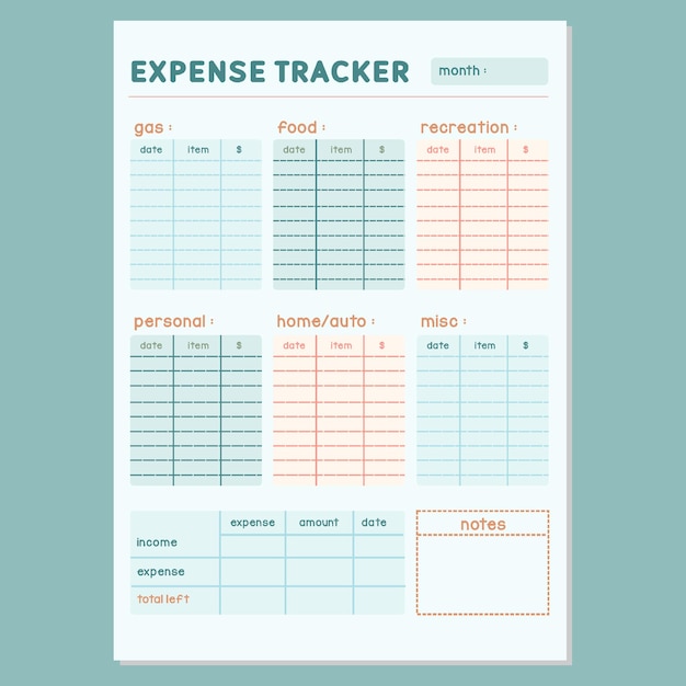 Vector onkostenregistratie budgetplanner sjabloon