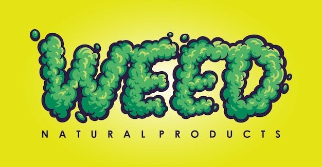 Vector onkruid woord belettering natuurlijke decoratieve vectorillustraties voor uw werk logo, mascotte merchandise t-shirt, stickers en labelontwerpen, poster, wenskaarten reclame bedrijf of merken.