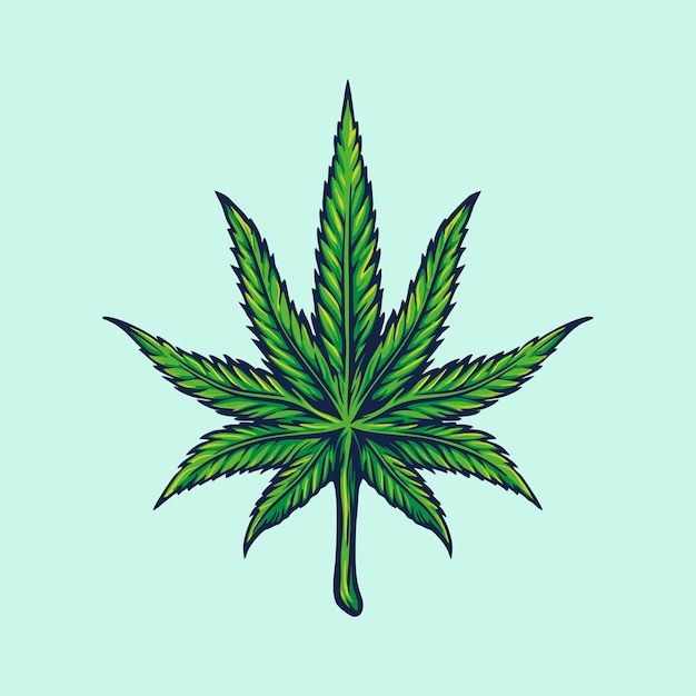 Onkruidblad, marihuana Logo illustraties
