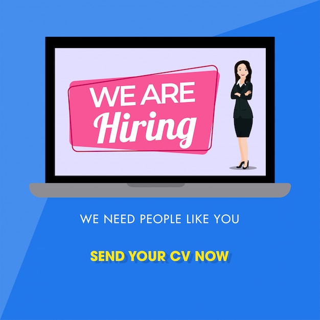 Online advertising job vacancy from businesswoman