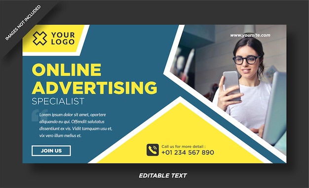 Online advertising specialis banner and social media template