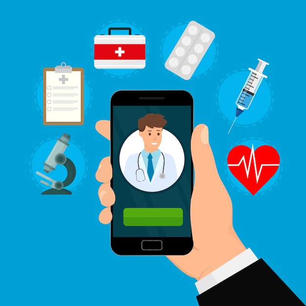 Online arts Mobiel medicijnconcept Medisch consult