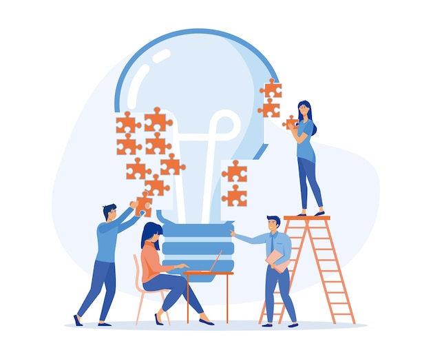 online assistant at work manager at remote work searching for new ideas solutions working together in the company flat vector modern illustration