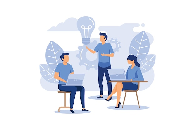 Online assistant at work promotion in the network manager at remote work flat vector illustration