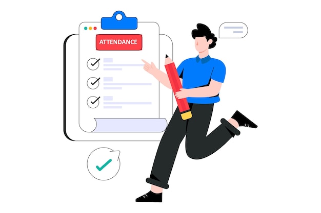 Online attendance flat style design vector illustration. stock illustration