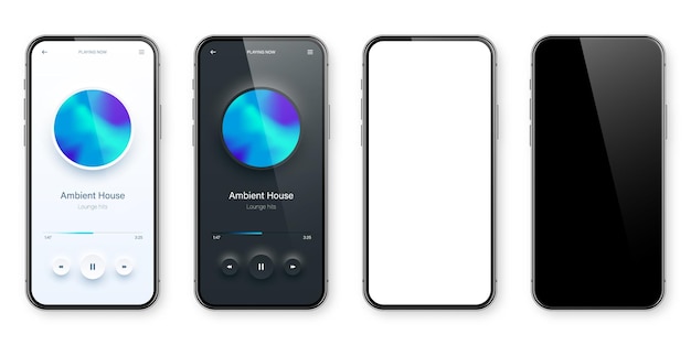 Online audio player gebruikersinterface smartphone app ui ontwerp muziek media streaming en luisteren