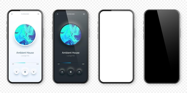 Online audio player gebruikersinterface smartphone app ui ontwerp muziek media streaming en luisteren