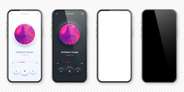 Online audio speler gebruikersinterface smartphone app ui design muziek media streaming en luisteren