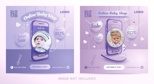 Online baby store promotion with mobile for social media post